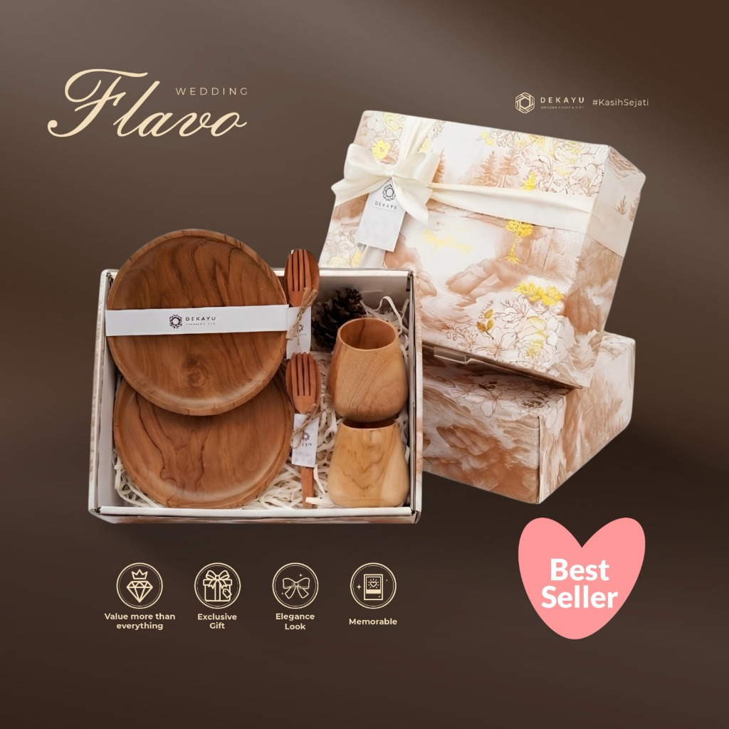 Dekayu - Hampers Flavo | Hampers Wedding Alat Makan Kayu Couple | Hampers Wedding Unik
