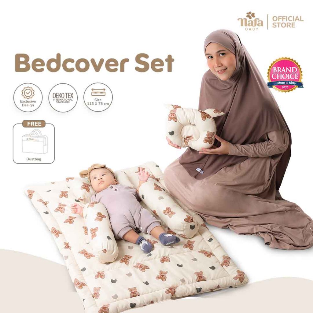 NAFA BABY - Bedcover Set Bayi 5in1 Selimut Alas Tidur Bantal Guling Bayi Baru Lahir | Premium FREE T