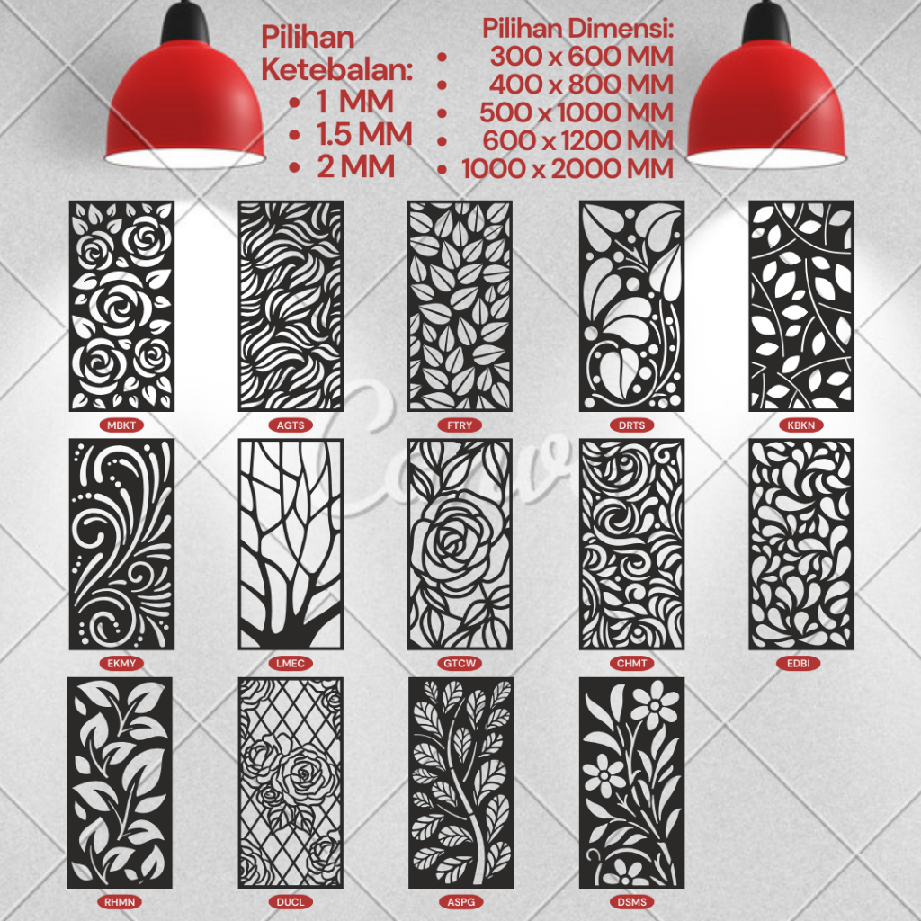 Pagar BESI Laser Cutting CNC Custom Motif Bunga & Daun - Pintu Pager Minimalis Mewah Ornamen Motif P