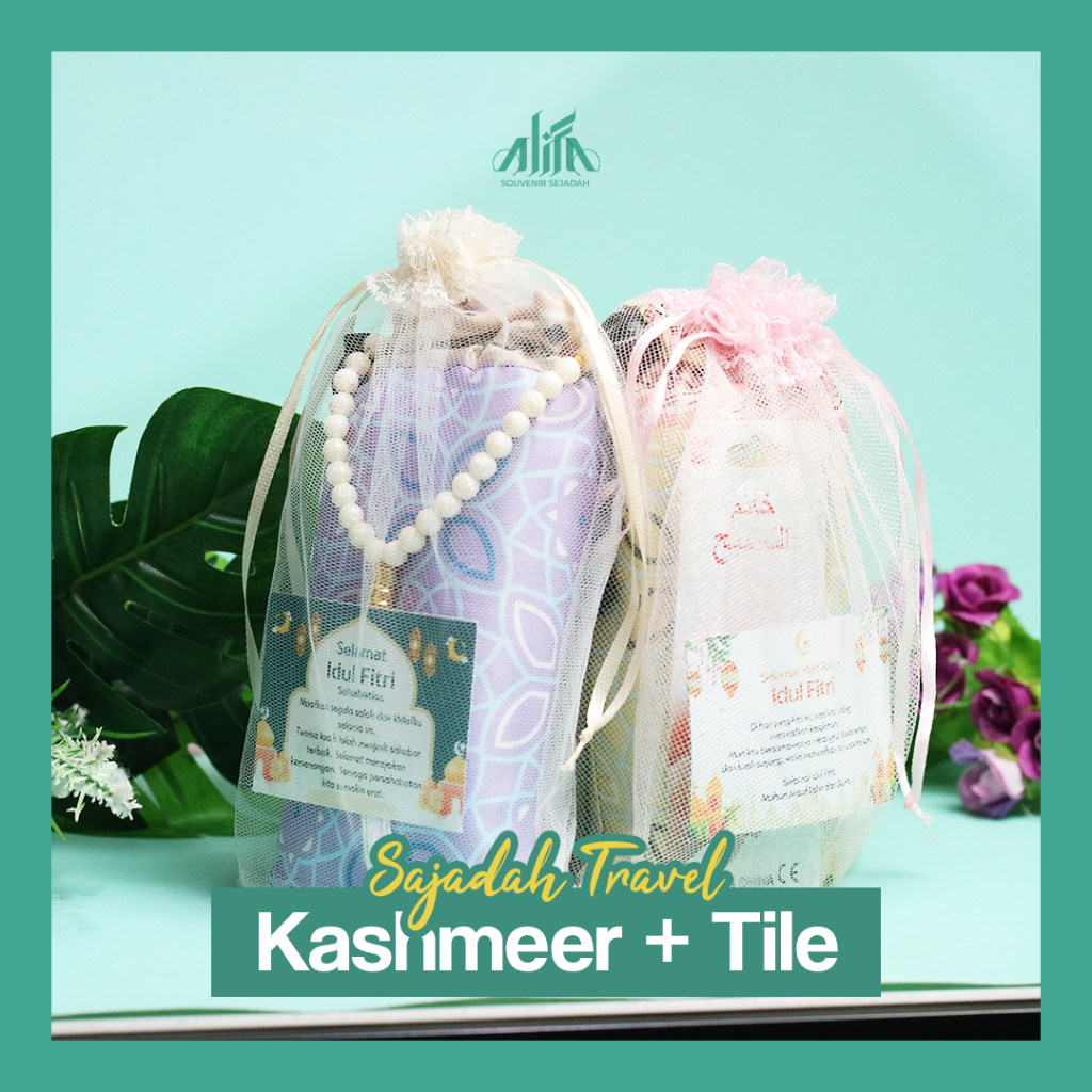 Sajadah Travel Sejadah Traveling Kashmeer Premium Free Tile, Souvenir Sajadah, Souvenir Pernikahan, 