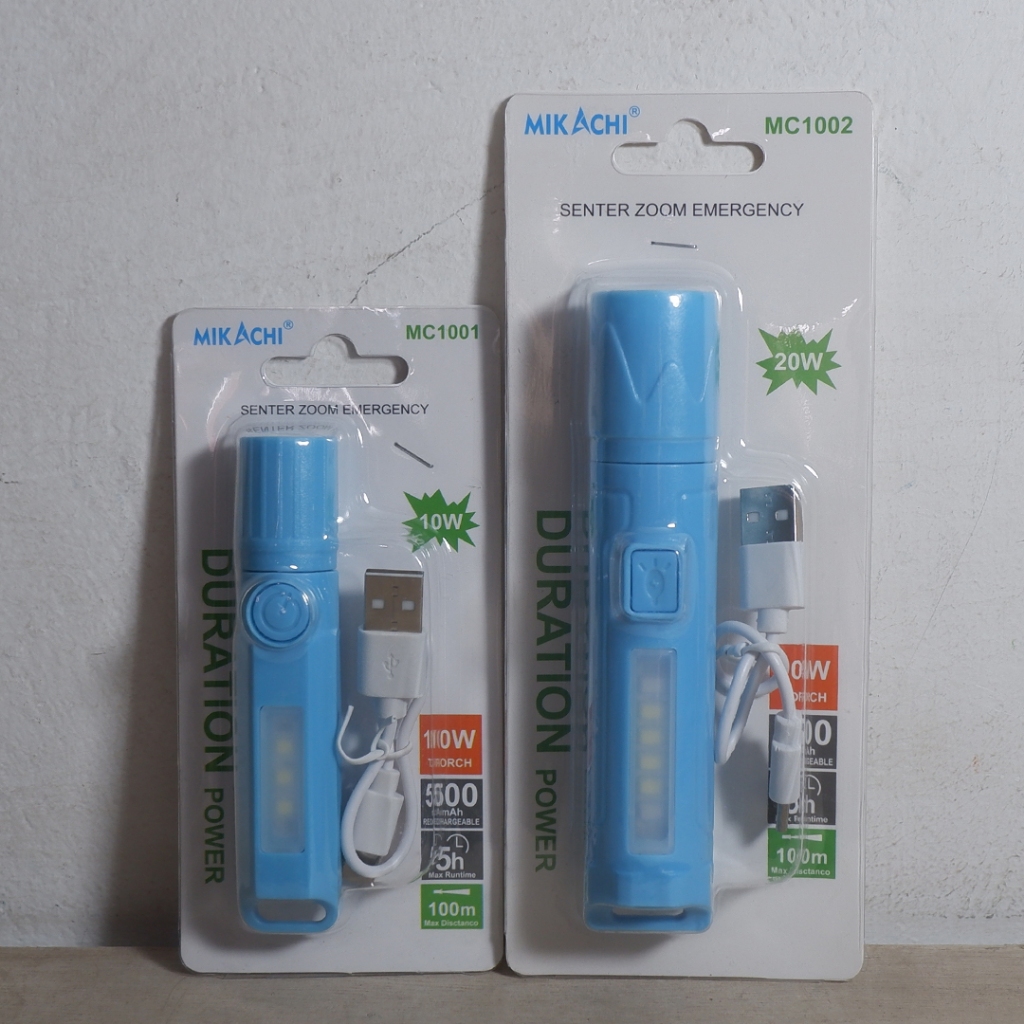 Senter Mini Zoom Emergency Mikachi 10W & 20W LED Murah [MC 1001 - MC 1002]