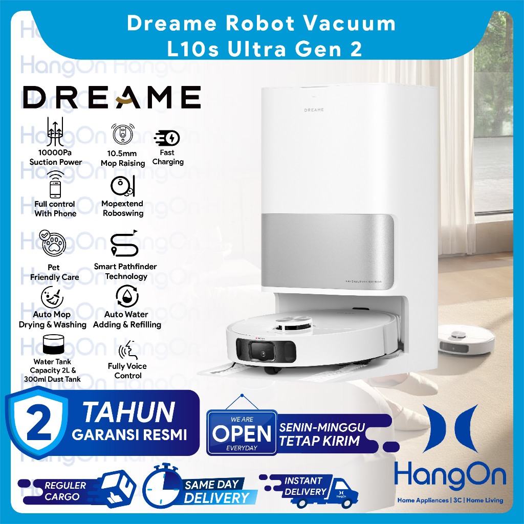 Dreame L10s Ultra Gen 2 Robot Vacuum dan Mop | 11,000Pa Suction Power | Auto Empty & Wash