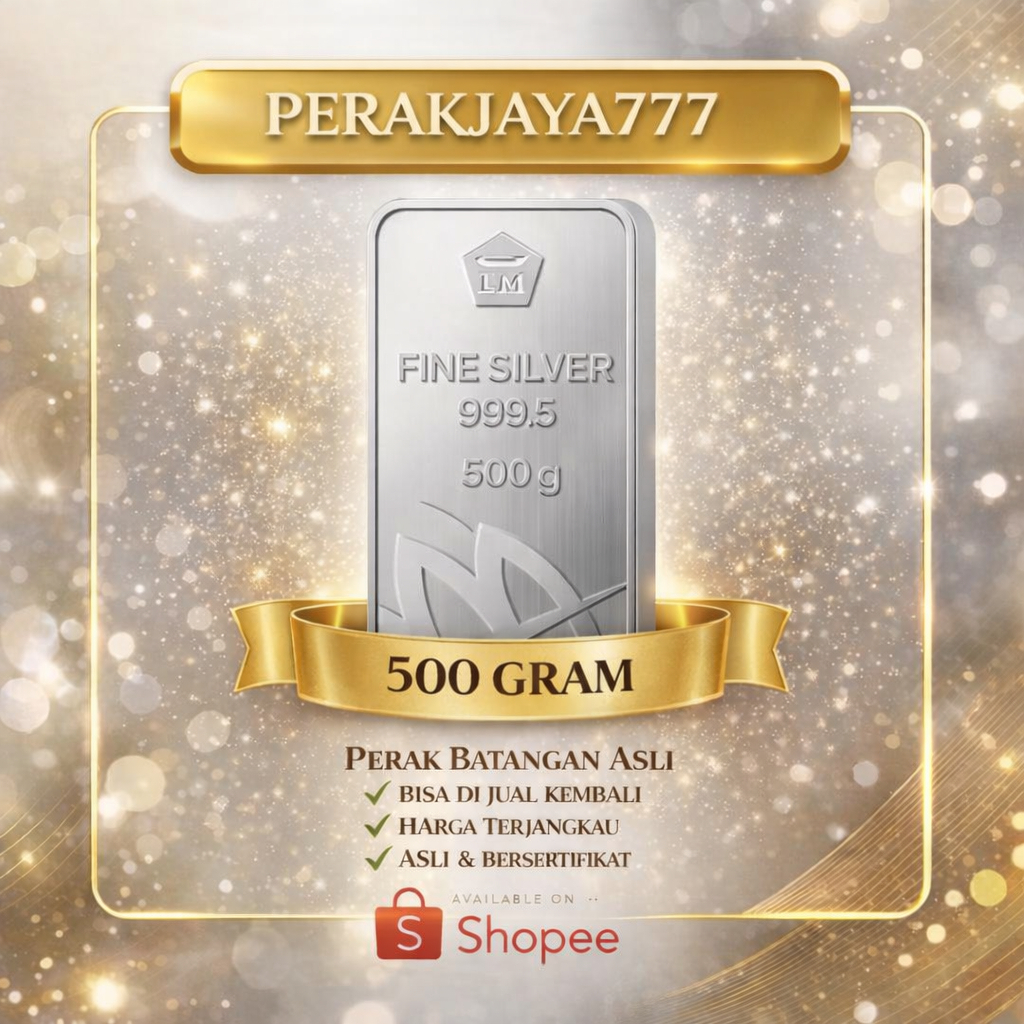 PERAKJAYA777 Perak Batangan Antam Fine Silver 999 Asli Bersertifikat 500g