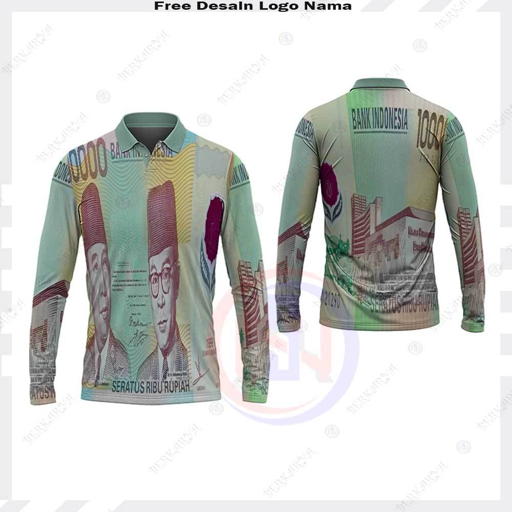 Kaos Polo Jersey Uang 100 Ribu Jadul / Kaos Uang Seratus Ribu Jadul / Baju Uang 100 Ribu Fullprint