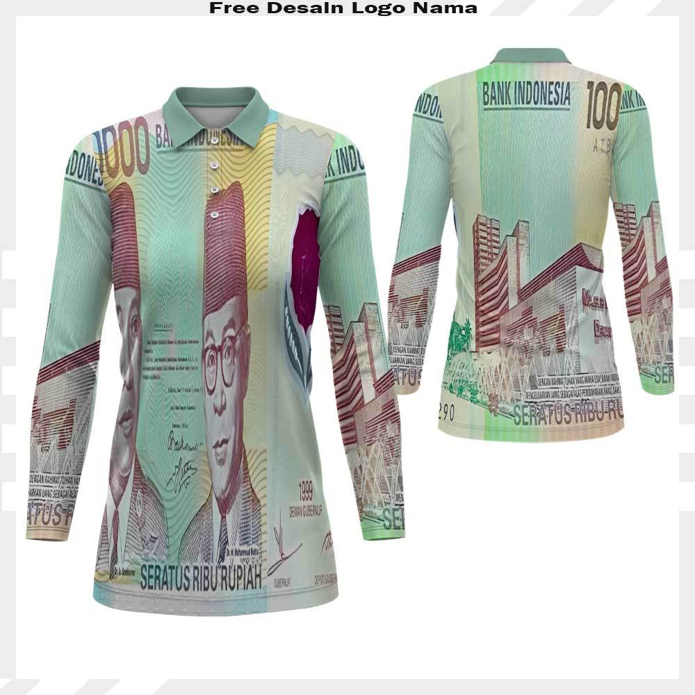 Kaos Tunik Jersey Unik Baju Uang 100 ribu /Kaos Jersey Pria Gambar Uang 100 Ribu Jadul / Jersey Uang