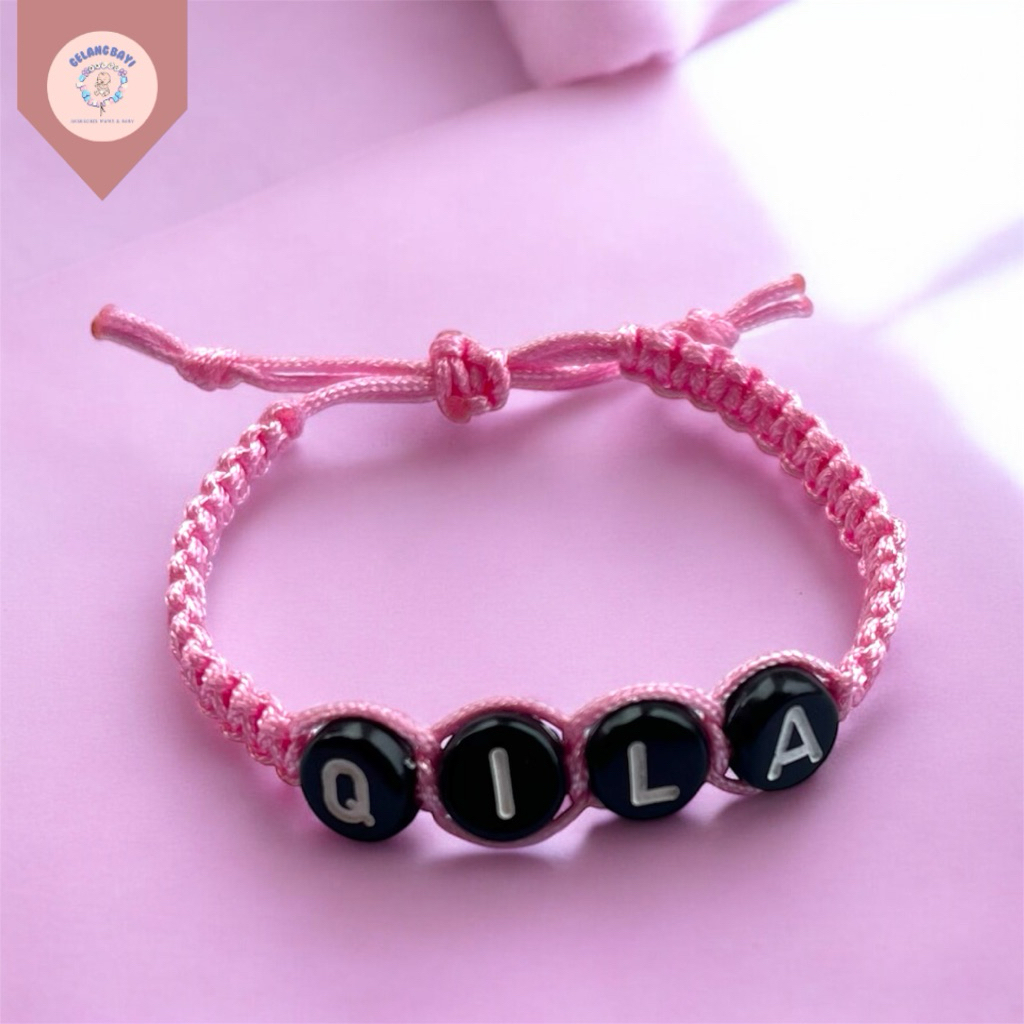 (Bonus Gelang tridatu) Gelang bayi gelang anak gelang kepang CUSTOME NAMA bahan tali giok tahan air
