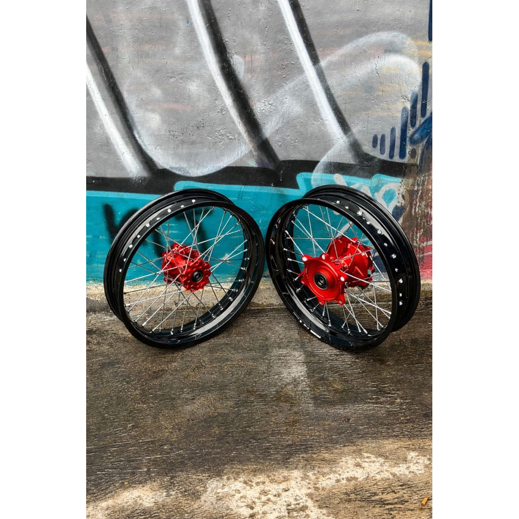 WHEELSET SUPERMOTO CRF 150L FULL SCARLET CNC