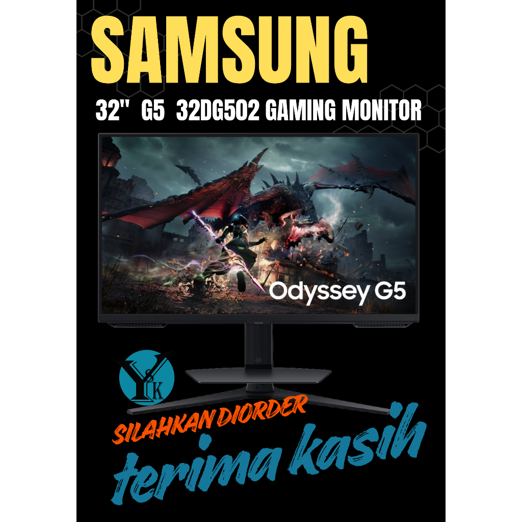 SAMSUNG 32" Odyssey G5 G502D QHD 180Hz Gaming Monitor | LED MONITOR 32 Inch GAMING