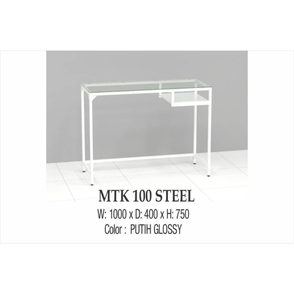 MEJA TULIS KANTOR BESI + KACA / MEJA KERJA KACA SIMPLE BAGUS