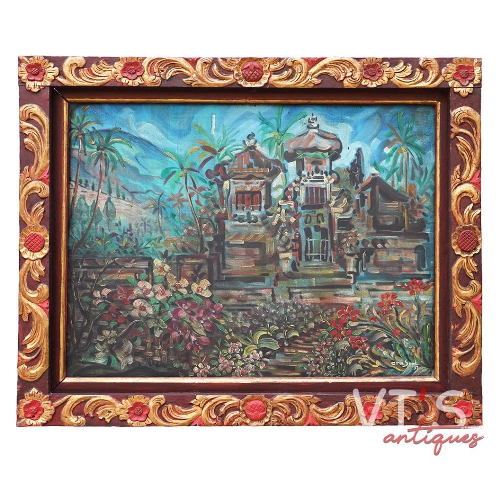Lukisan Arie Smit Pura Bali Acrylic on Canvas Antik Kuno