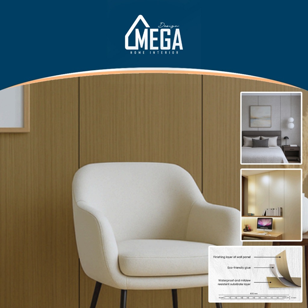 Wallboard Panel Dnding PVC 60 CM WallPanel Flat WPC Wall Panel Polos PVC Mega Design interior Wallbo