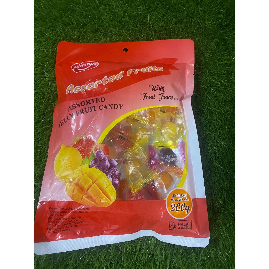 Naraya Permen Jelly Aneka Rasa Buah Assorted Jelly Fruity Candy Halal 200gr - Permen Jeli Rasa Buah 