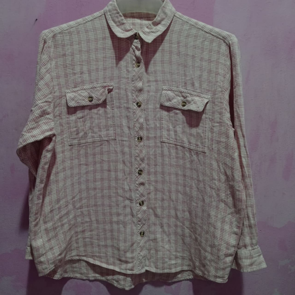 Preloved Kemeja Kotak-kotak Pink