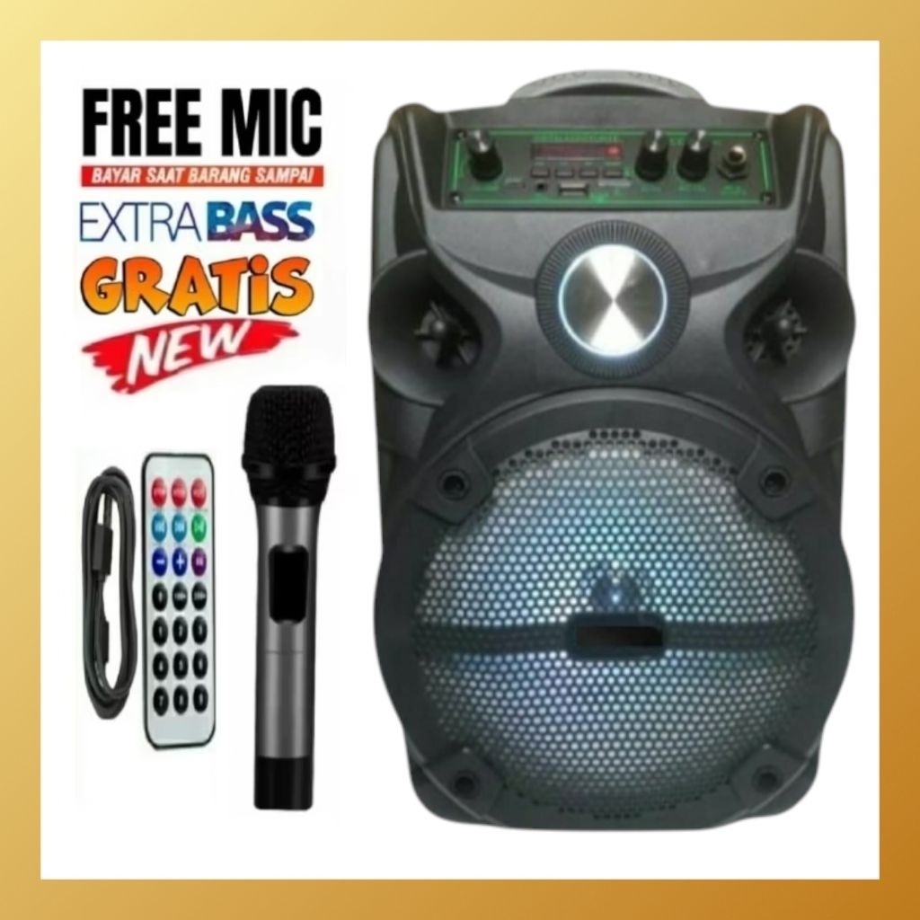 Speaker Bluetooth Karaoke Qs 7801 Ukuran 8Inch Free Mic + Remote / Salon Aktif Portable Pembesar Sua