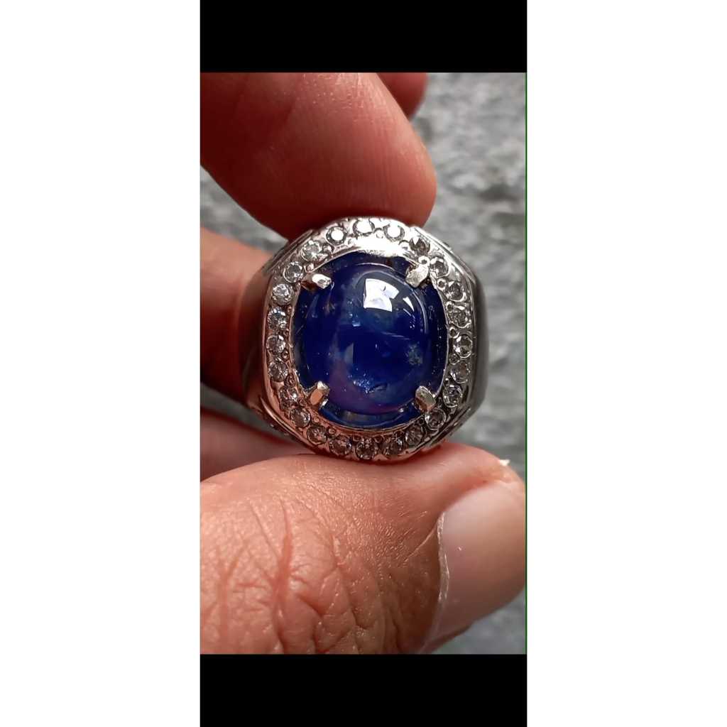 Royal Blue Safir Srilanka No Heat Memo GLI Ring Perak
