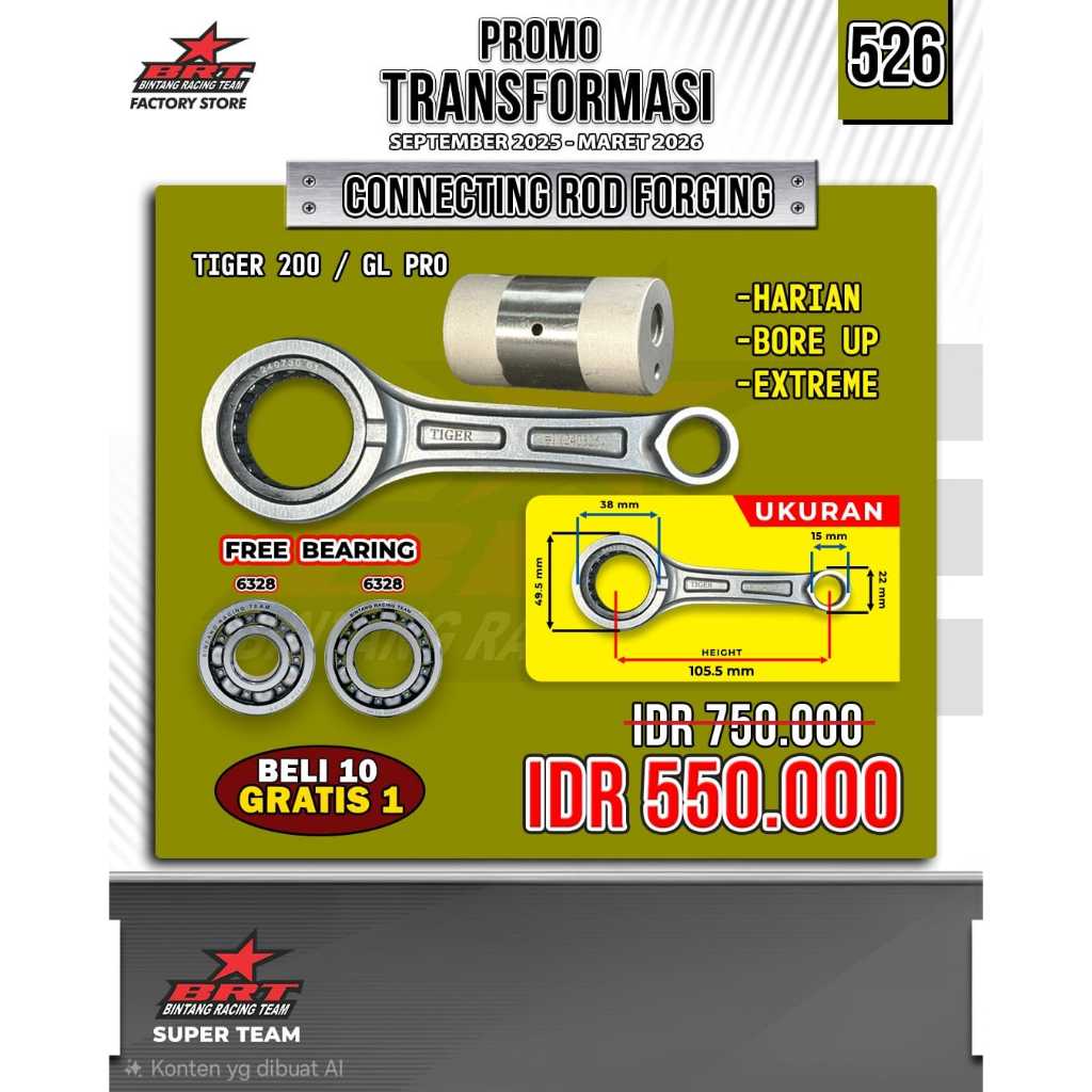 Stang seher brt tiger GL pro kruk as standar