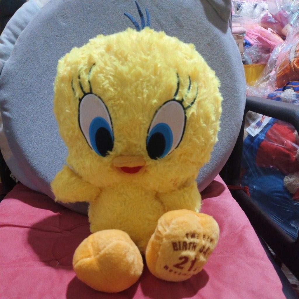boneka tweety bulu mawar cap kaki bordir ori