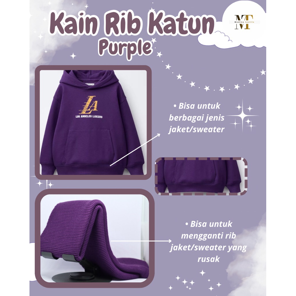 Kain rib katun untuk jaket/sweater purple dan cocok untuk berbagai jenis pakaian