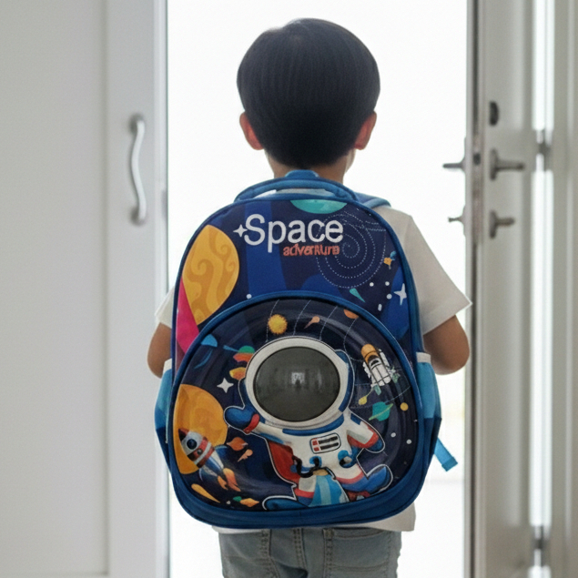 Tas Ransel Sekolah PAUD TK RA Anak Motif Timbul Astronot Karakter Tas Anak Cowok Cewek