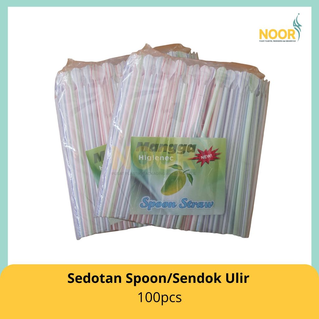 Sedotan Sendok Plastik Spoon Straw isi 100pcs