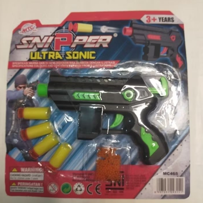 Mainan Anak Pistol Sniper Ultrasonic Tembakan Peluru Bulat Busa Karet Label SNI