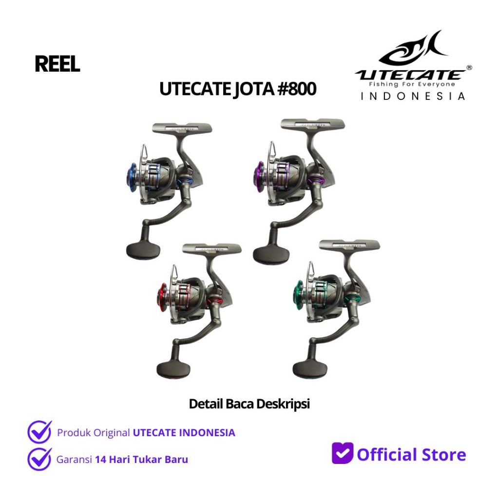 UTECATE JOTA Spinning Reel 800 | CNC Aluminium Spool | Graphite Body | One Way Clutch | 4 Warna