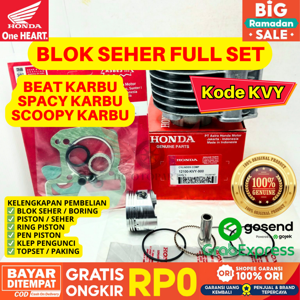 KVY BLOK SEHER FULL SET BEAT KARBU ORIGINAL AHM HONDA, PAKET BLOK SEHER SPACY KARBU, BLOK SEHER HOND