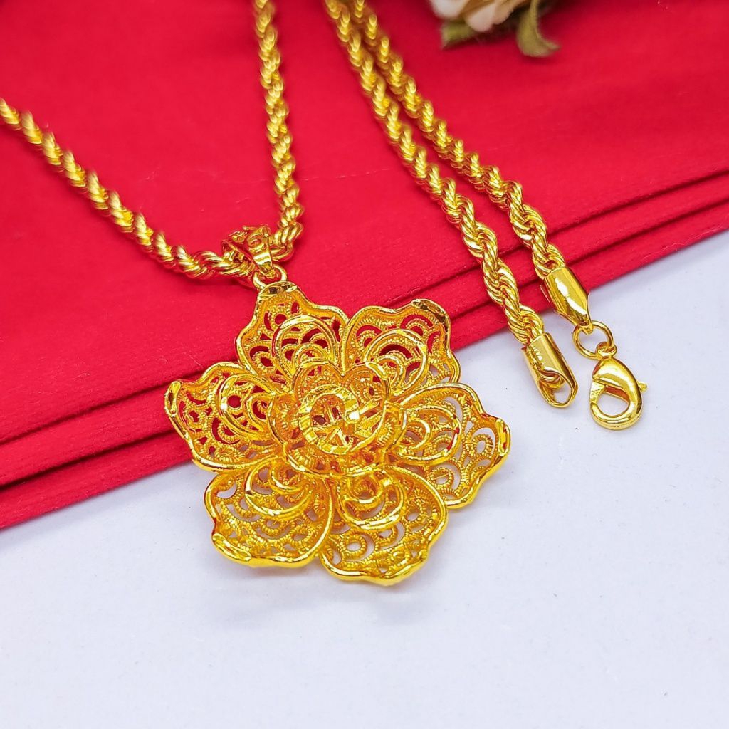 KALUNG TAMBANG LIONTIN BUNGA KENDARI LAPIS EMAS HONGKONG 24K