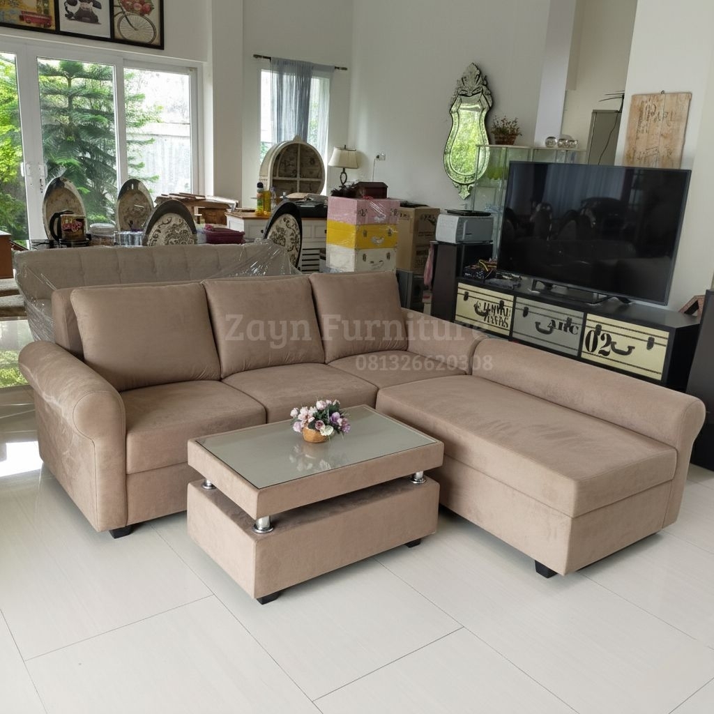 Zayn Furniture - Sofa Sudut L Putus Tangan Bulat