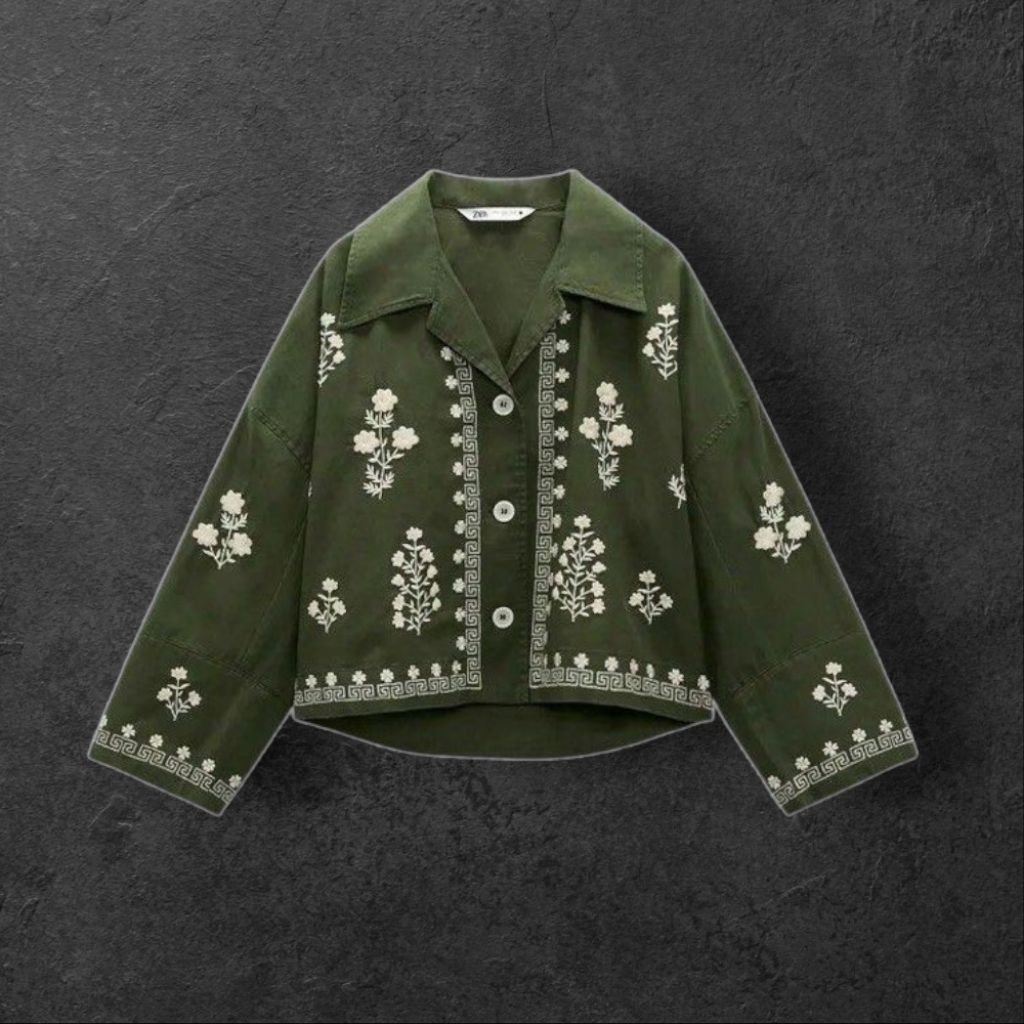 Blouse Full Bordir Kancing Depan Size M Z4124 pakaian wanita atasan