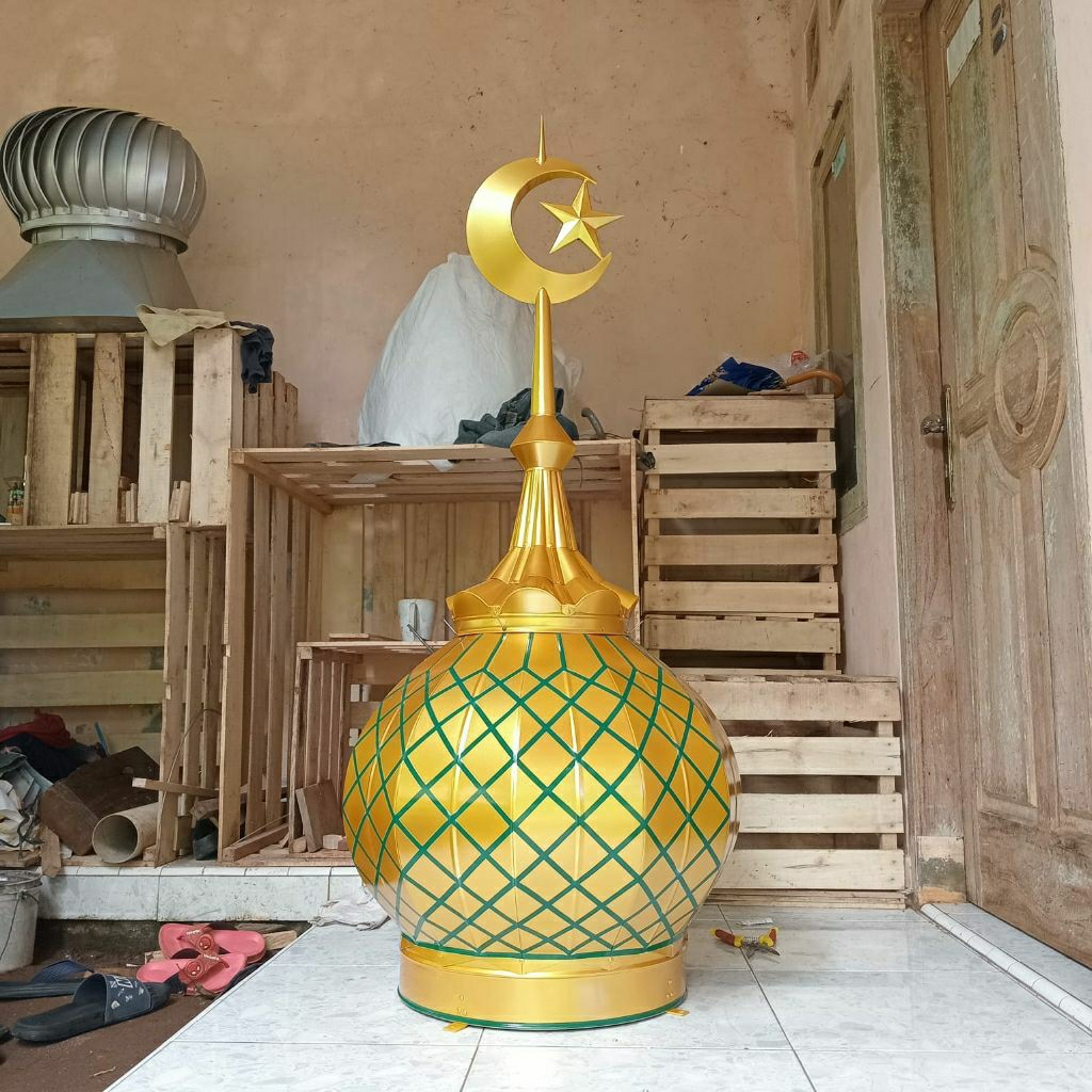 KUBAH MASJID CAT WARNA GOLD UKURAN DIAMETER 60 CM, KUBAH WARNA GOLD UKURAN 60CM..KUBAH CAT DEKORATIF