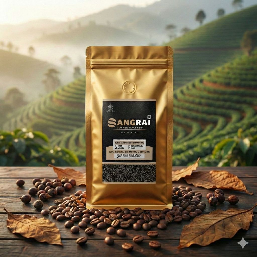 Kopi Robusta Peaberry Temanggung 200 gram Kopi Lanang Medium To Dark Roast