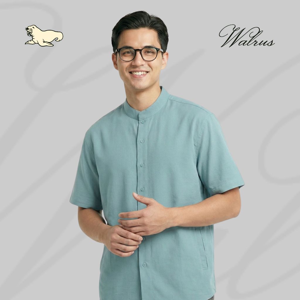 WALRUS Rawasi Series Baju Muslim Lengan Pendek Kemeja Koko Pria Shanghai Collar Cotton Basic Polos