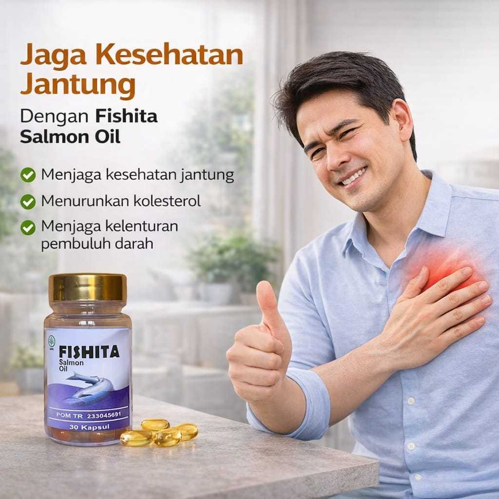 FISHITA Minyak Ikan 30 Kapsul Salmon Fish Oil Suplemen Untuk Menjaga Kesehatan Jantung Menurunkan Ko