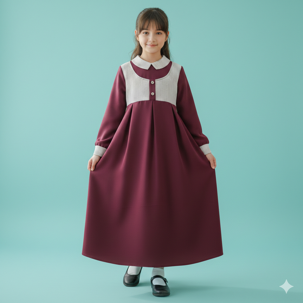 svetlana dress anak dan remaja terbaru variasi motif salur garis-garis bahan crinkle airflow premium