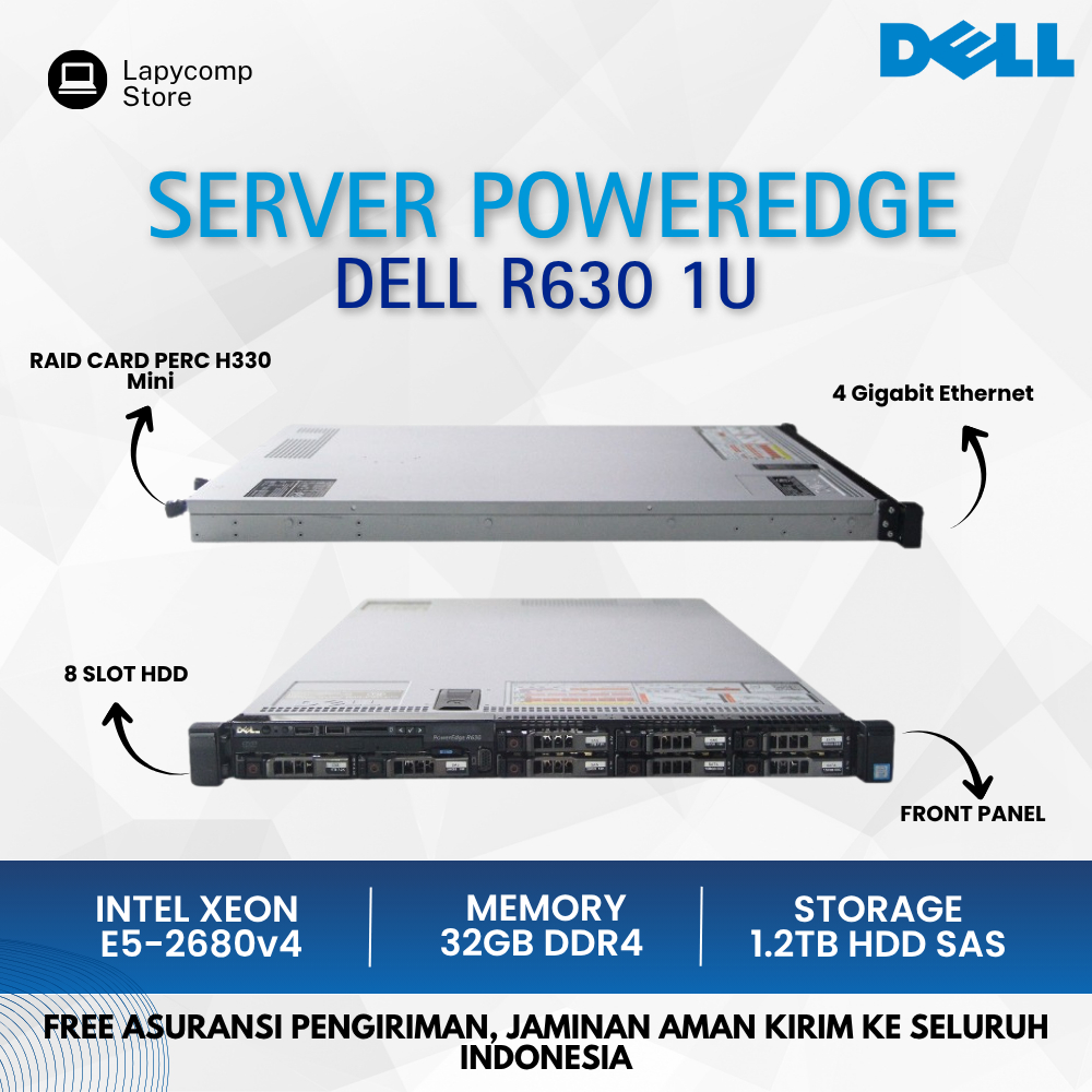 Server DELL R630 1U Server Konter Pulsa/Laboratorium/Perkantoran Intel XEON E5-2680v4 96GB 1.2TB SAS