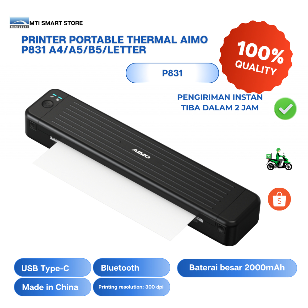 Portable Thermal Printer AIMO P831 & P832 A4/A5/B5/LETTER INKLESS