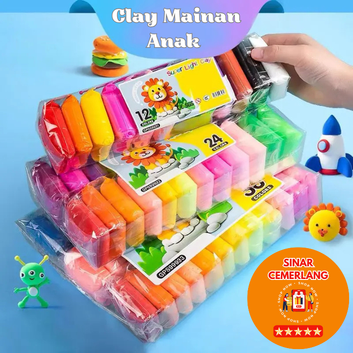 SC Aimilo Kotak Hadiah Mainan Clay Isi 12 Pcs Clay Warna Warni Mainan Edukasi Anak Hadiah Anak