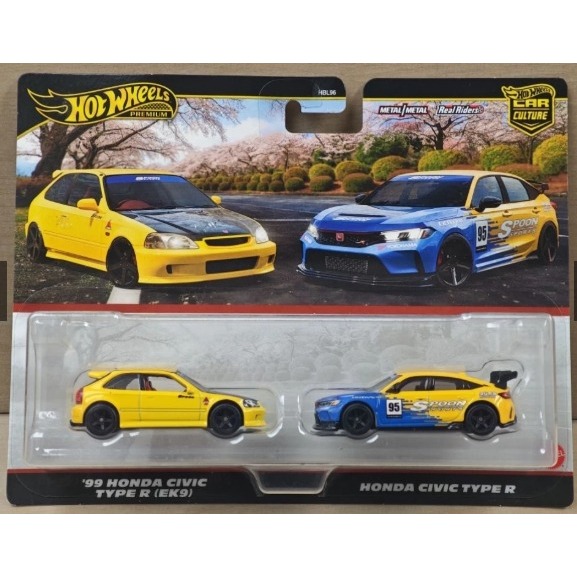 Hot Wheels Premium Twin Pack 99 Honda Civic Type R (EK9) & Honda Civic Type R