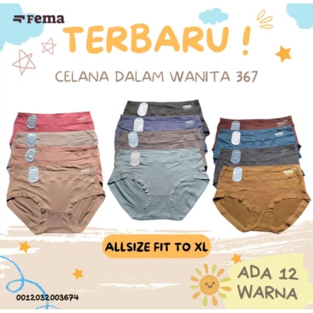1Lusin Celana Dalam Wanita 367 FEMA CD 367 Semi korset FEMA Termurah