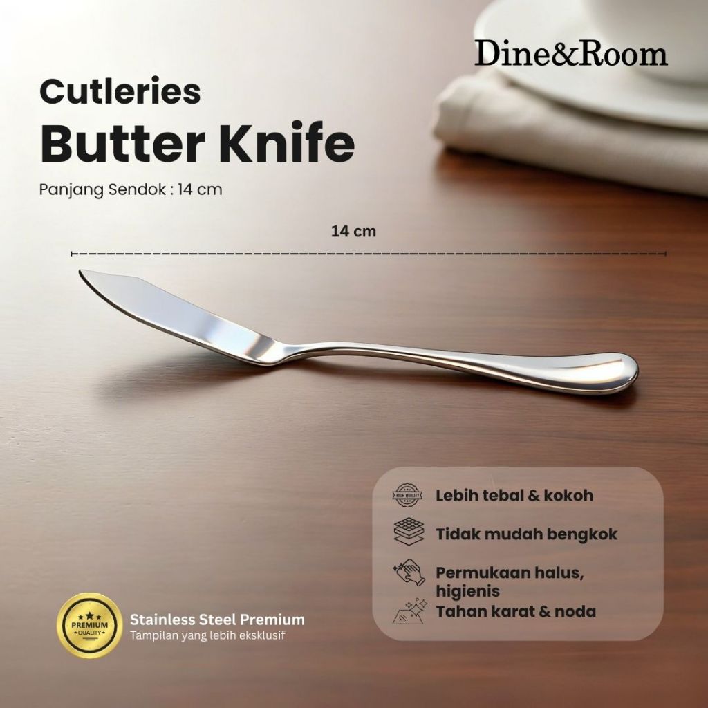 Dine & Room | Butter Knife | Pisau Mentega | Butter Spreader kualitas Hotel