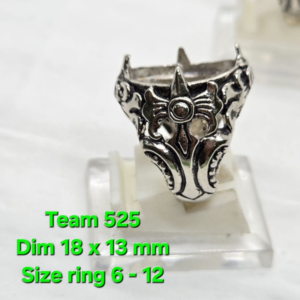 Ring emban alpaka cakar dim 18x13 motif cakrawala / cangkok batu akik / pengikat ring cincin batu ak