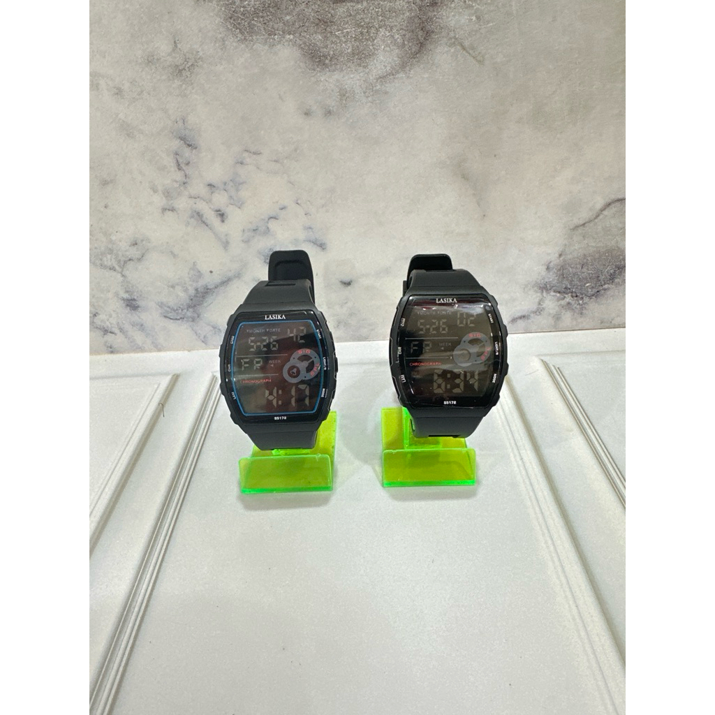 Jam Tangan Lasika Persegi Digital Tali karet “Original”