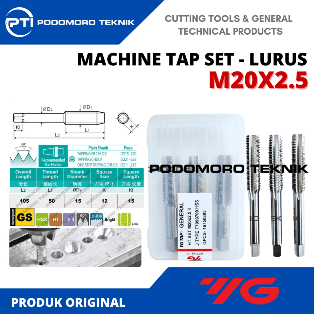 HAND TAP M20 x 2.5 HAND TAP M20x2.5 HAND TAP M20*2.5 MERK YG1