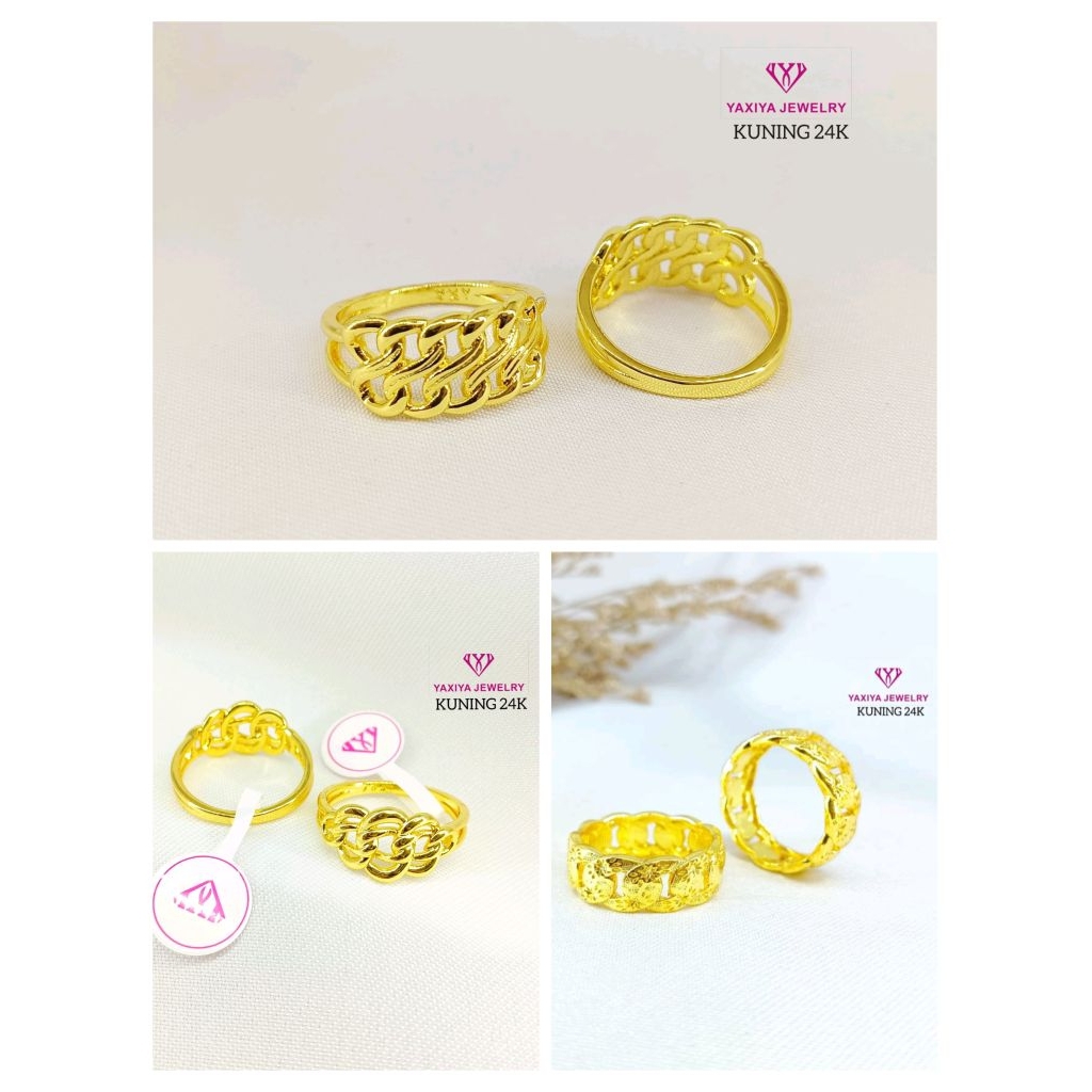 cincin rantai double lapis emas
