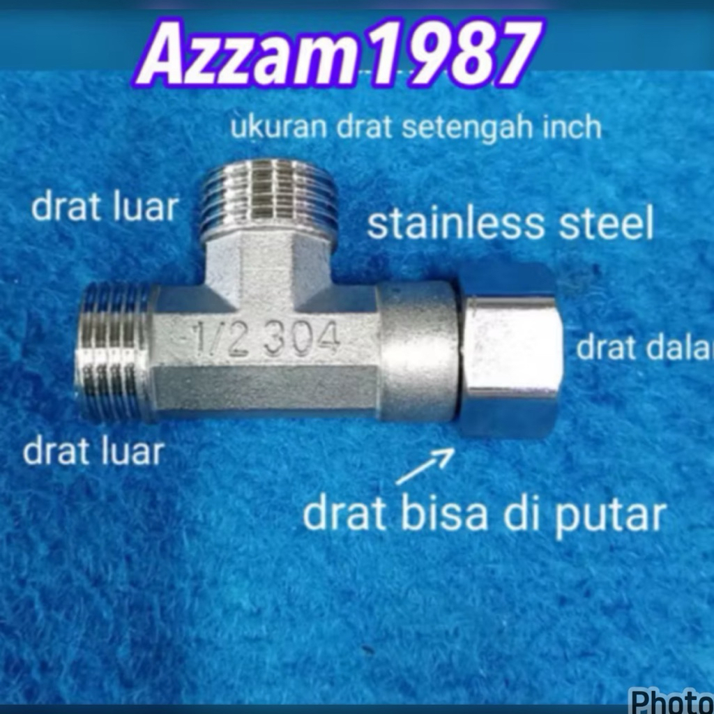 NEPEL TEE DRAT PUTAR 1/2 INC KUNINGAN Sock Keran bathub panas dingin nepel keran panas dingin mixer 