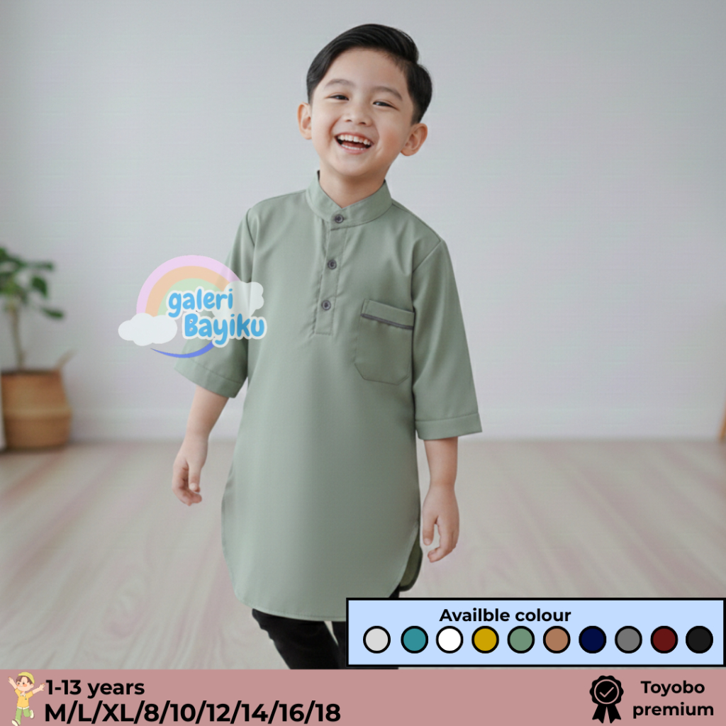 KOKO KURTA TOYOBO ANAK LAKI  REMAJA 10-13TH / KOKO KURTA ANAK 10 11 12 13TH / BAJU KOKO KURTA TOYOBO