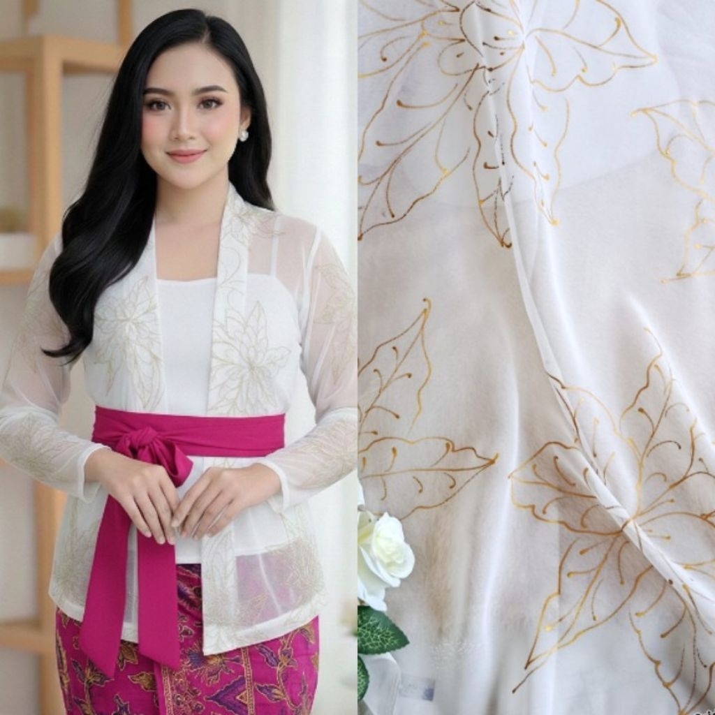 Kain kebaya lukis/bahan kebaya lukis/kebaya lukis painting