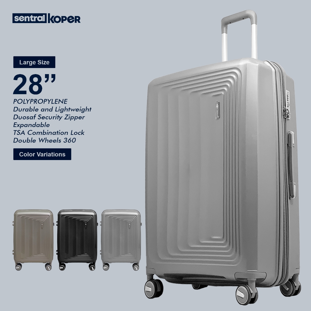 Polo Classic 10125 Koper Large 28 Inch Hardcase PP Anti Pecah Kunci TSA Expandable