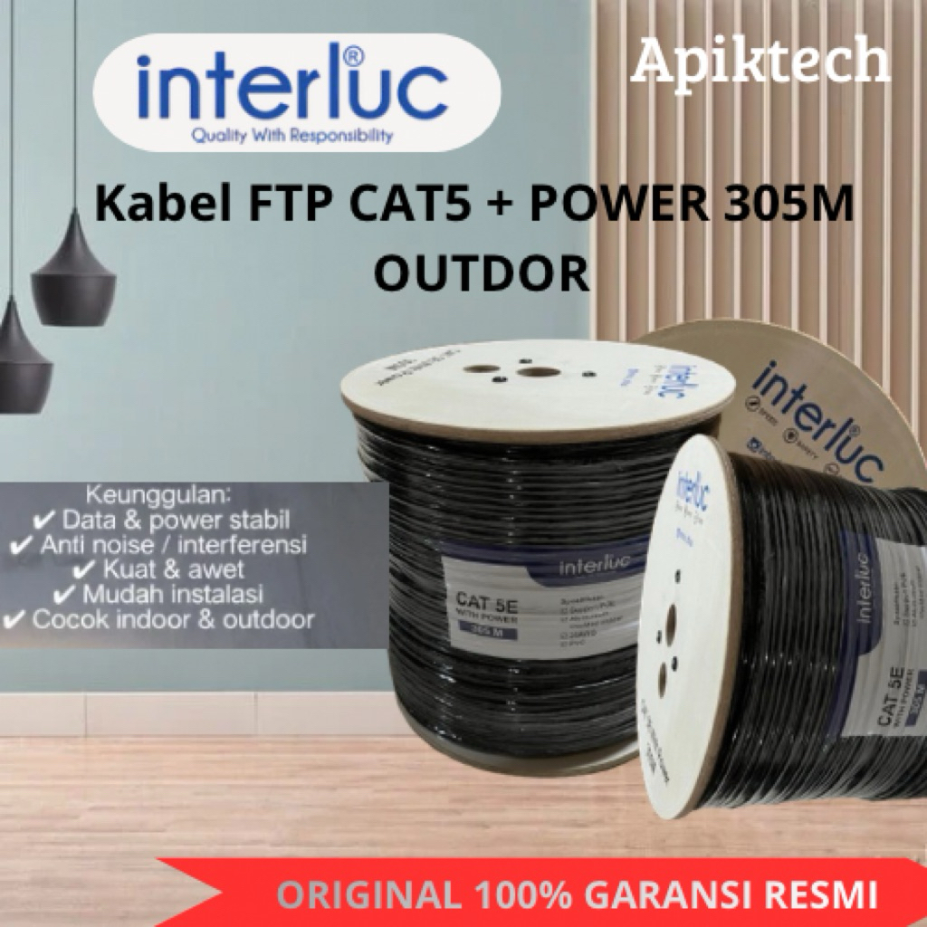 Interluc Kabel lan FTP Cat5+POWER 305M/ KABEL LAN OUTDOR PLUS POWER SUPORT POE BEST Quality